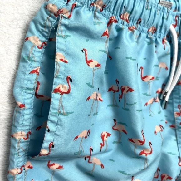 Franks Australia Men Sz L Pink Flamingos Print Swim Trunks Mesh Lined Beach - Picture 8 of 12